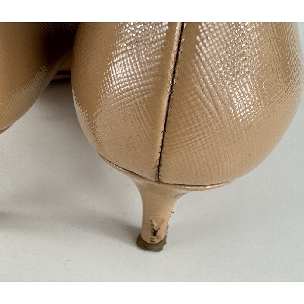 Prada Tan Nude Classic Pointy Toe Stiletto Kitten Heels Size EU 36.5 US 6.5 - Picture 8 of 9